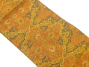 萬葉製　華紋に草花模様織出し名古屋帯